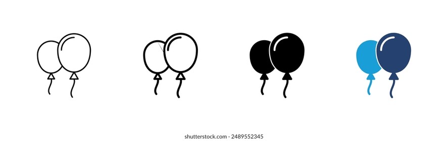 Balloon icon set. party balloon icon decoration birthday vector. Balloon black silhouette icon