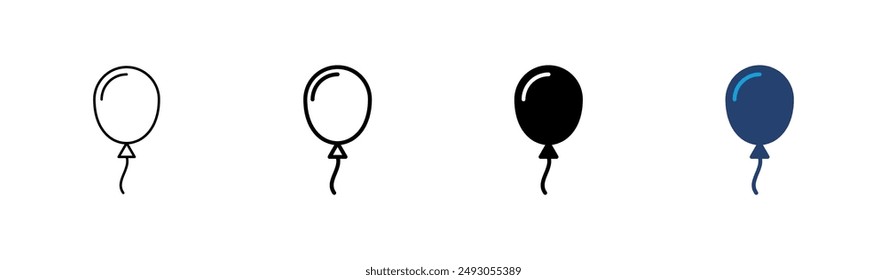 Balloon icon set. party balloon icon decoration birthday vector. Balloon black silhouette icon