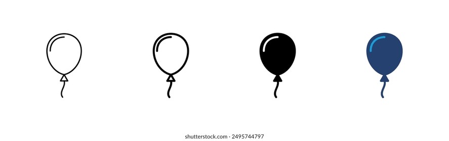 Balloon icon set. party balloon icon decoration birthday vector. Balloon black silhouette icon
