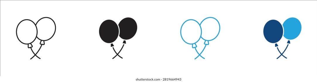 Balloon Icon Set, representing celebration, party decorations, festive events, and joyful occasions, vector illustration	