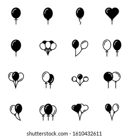balloon icon set. simple ballon solid outline icon sign concept. vector illustration. 