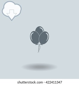 Balloon icon with shadow. Cloud of download with arrow.