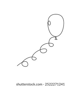 Icono de globo. Dibujo de línea simple. Forma flotante minimalista. Ilustración vectorial.