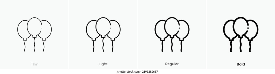 balloon icon. Thin, Light Regular And Bold style design isolated on white background