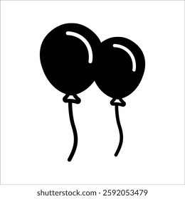 balloon icon, using black and white color with line design style, balloon outline icon. Various shapes of balloons for birthday, party icon