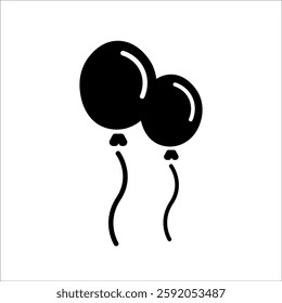 balloon icon, using black and white color with line design style, balloon outline icon. Various shapes of balloons for birthday, party icon