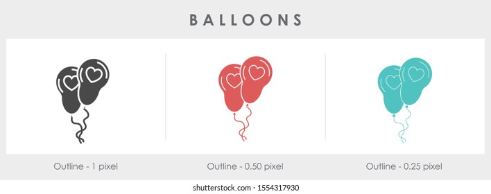 
Balloon Icon , Valentine Day , Happy New Year , Happy Birthday Emblem Isolated Illustration , Outline Solid Background White Template Logo
