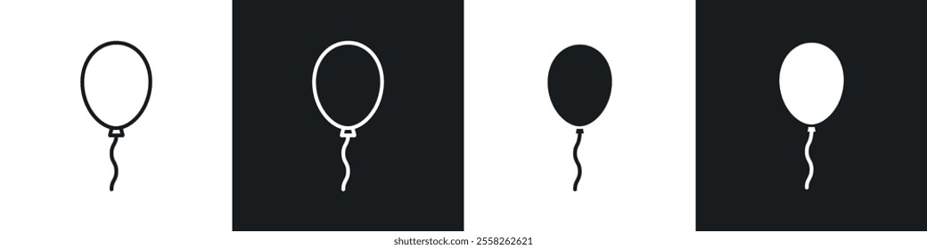 Balloon icon vector collection in black and white.