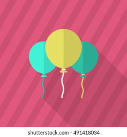 Balloon icon , Vector flat long shadow design.