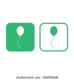Balloon icon vector. Green and white