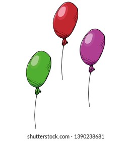 Balloon icon. Vector illustration of a balloon. Hand drawn balloon.