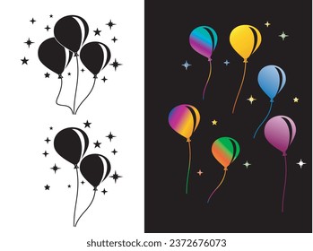 balloon icon vector illustration, set of balloon elements.
