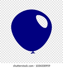 Balloon Icon. Vector. Navy blue flat icon on transparent background.