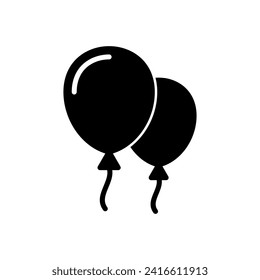 Balloon icon vector. party balloon icon decoration birthday vector. Balloon black silhouette icon