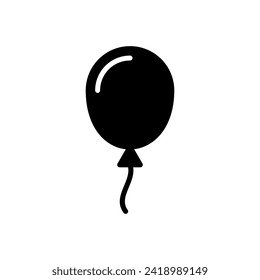 Vector de icono de globo. vector de cumpleaños de decoración de iconos de globo de fiesta. Icono de la silueta negra de globo