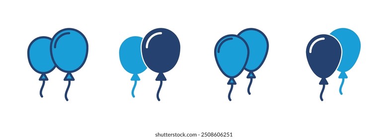 Vector de icono de globo. Vector de cumpleaños de decoración de icono de globo de fiesta. Icono de silueta negra de globo