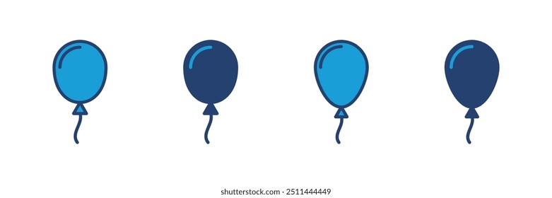 Vector de icono de globo. Vector de cumpleaños de decoración de icono de globo de fiesta. Icono de silueta negra de globo