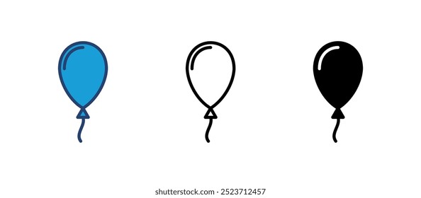 Vector de icono de globo. Vector de cumpleaños de decoración de icono de globo de fiesta. Icono de silueta negra de globo