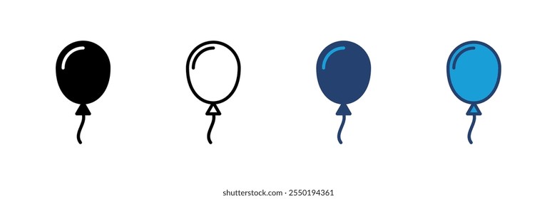 Vector de icono de globo. Vector de cumpleaños de decoración de icono de globo de fiesta. Icono de silueta negra de globo