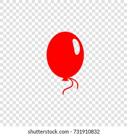 Balloon Icon. Vector. Red flat icon on transparent background.