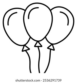 Ícone de balão, conjunto de vetores. Festa, balão de aniversário e símbolo.  Balão voador com corda. Ilustração.