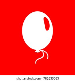 Balloon Icon. Vector. White icon on red background. Isolate.
