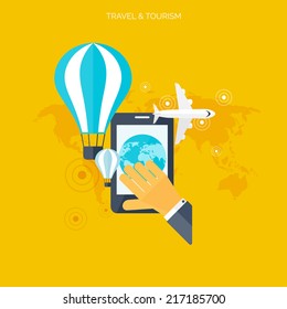 Balloon icon. World travel concept background.  Flat icons. Tourism concept image.Holidays and vacation.Sea, ocean, land, air travelling.