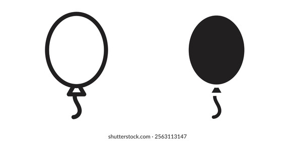 Balloon icons in black line and filled versions