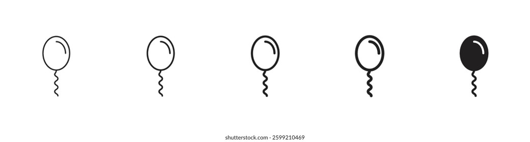 Balloon icons in black outline, solid and colored style