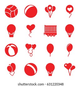 Balloon icons set. set of 16 balloon filled icons such as ball, cargo trailer, heart baloons, heart balloons, beach ball