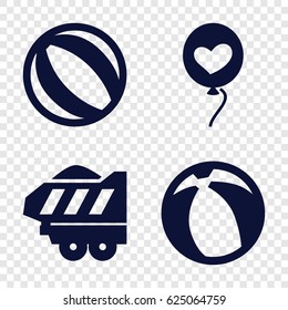 Balloon icons set. set of 4 balloon filled icons such as cargo trailer, heart baloons