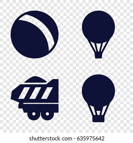 Balloon icons set. set of 4 balloon filled icons such as ball, cargo trailer