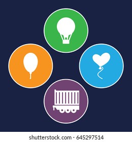 Balloon icons set. set of 4 balloon filled icons such as cargo trailer