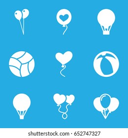 Balloon icons set. set of 9 balloon filled icons such as balloon, heart baloons