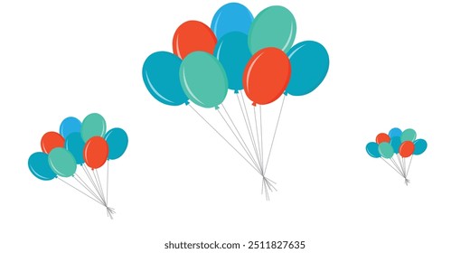 Ballonsymbole. Ballon mit einer Zeichenkette im Linien-Cartoon-Stil. Vektor