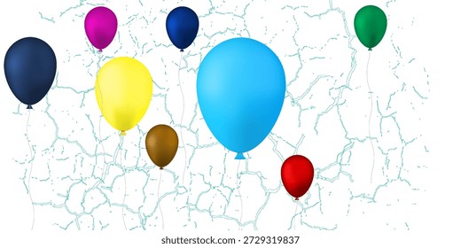 Balloon icons. Balloon with string in line cartoon style. Different shapes of ballons for birthday, party and wedding. vektor