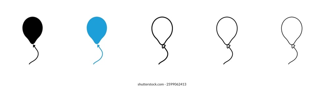 Balloon icons vector illustrations in black and blue colors for web and ui designs