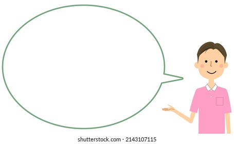 Es una ilustración en globo de un cuidador para explicar.