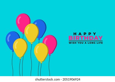 Balloon illustration design with happy birthday wishes, suitable for celebration, festival background, greeting banner, card, poster