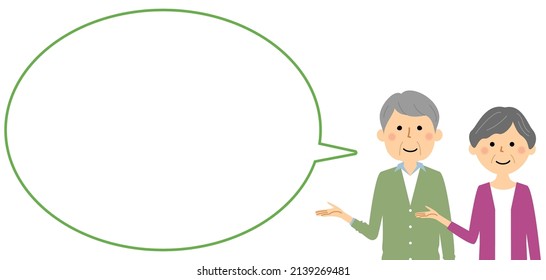 It is a balloon illustration of an elderly couple.