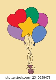 Balloon illustration image. 
Hand drawn image artwork of a balloon. 
Simple cute original logo.
Hand drawn vector illustration for posters, cards, t-shirts.