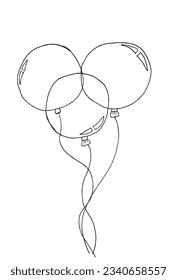 Imagen de ilustración de globo. 
Dibujo manual de imágenes de un globo. 
Simple y lindo logo original.
Ilustración vectorial dibujada a mano para afiches, tarjetas, camisetas.