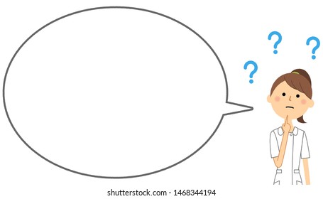 It Is A Balloon Illustration Of A Nurse Who Has A Question.