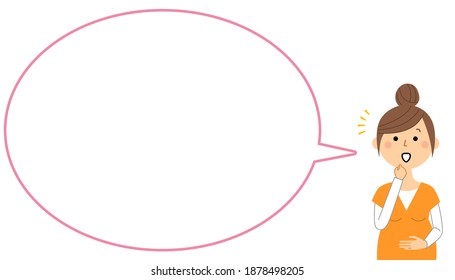 It is a balloon illustration of a pregnant woman who notices.