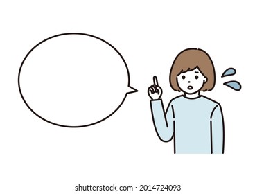 Ilustración en globo de una mujer explicando los puntos mientras está preocupada
