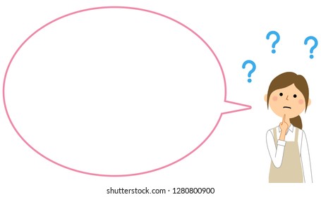 It is a balloon illustration of a woman wearing an apron.