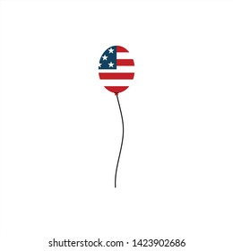 Balloon for Independence Day isolated on transparent background. 4th of July. United States of America flag pattern. Flying festive balloon. Vector illustration EPS 10 - Vector
