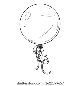 Balloon. Inflatable balls on a string. Vector illustration in sketch style
