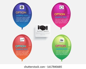 Balloon Infographic Vector Background with Sample Text. Flower business presentation/ modern design template/ vector illustration Eps10

