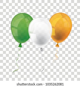 Balloon in irish national colors on the checked background. Eps 10 vector file.